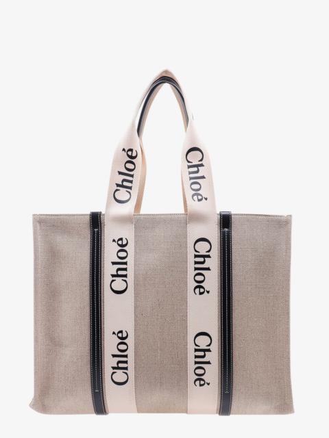 CHLOE' - Chloe' Linen Shoulder Bag With Logo Print. This Bag Is Made With Lower Environmental Impact Material