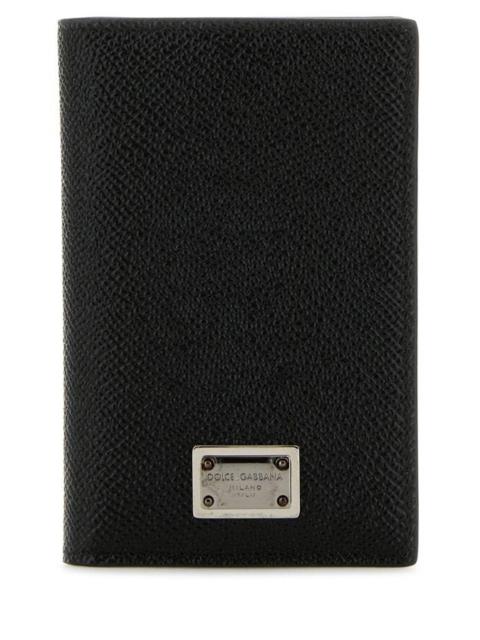 Black leather card holder