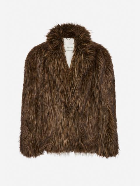 MAGDA BUTRYM Oversized faux fur jacket in brown