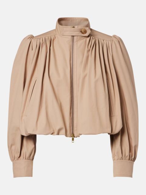 Chloé Gathered cropped cotton canvas jacket