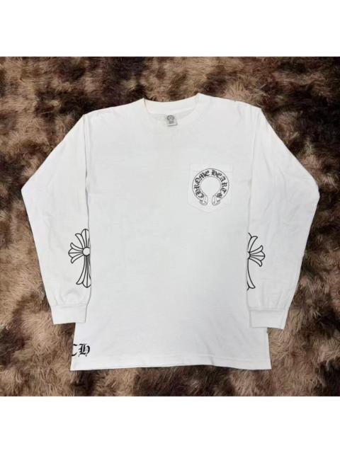 Chrome Hearts Chrome Hearts White Horseshoe Scroll Double Arm Cross Long-Sleeve T-Shirt