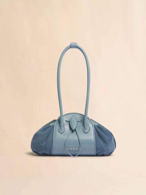 Marni BLUE LEATHER AND SUEDE TULIPEA SHOULDER BAG