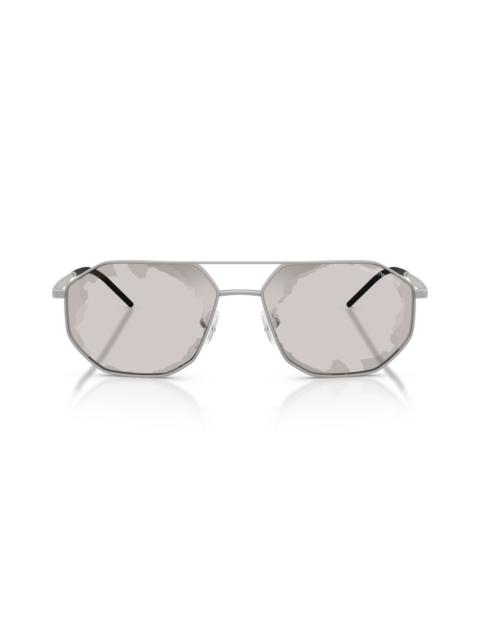 EMPORIO ARMANI Emporio Armani 58mm Aviator Sunglasses in Matte Silver /Smoke Black at Nordstrom