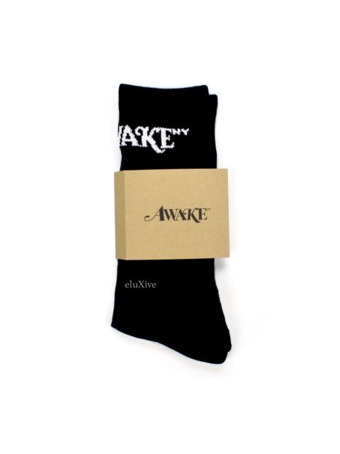 AWAKE NY Black White Logo Knit Socks DS