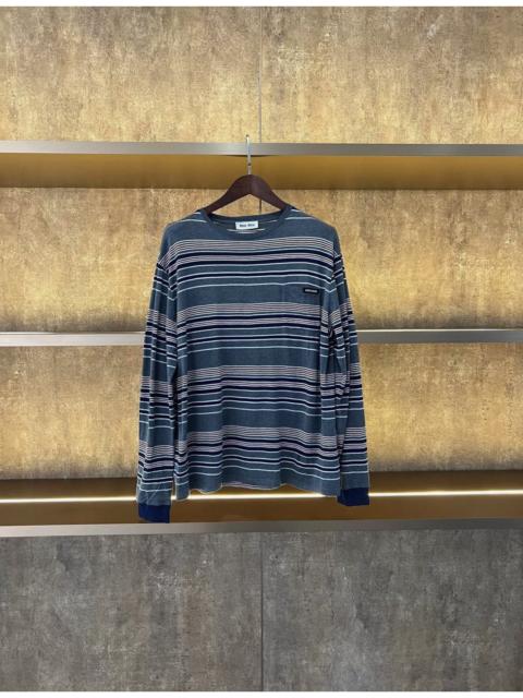 Miu Miu Miu Miu Striped Cotton Jersey Long Sleeve Shirt