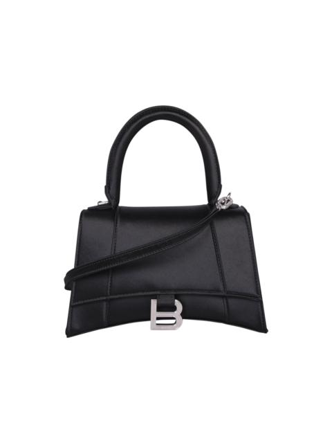 BALENCIAGA Black Satin Small Hourglass Handbag