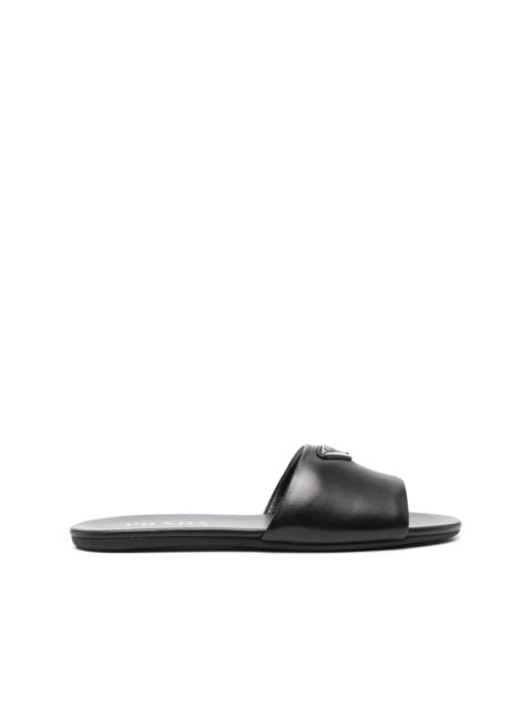 triangle-logo leather slides