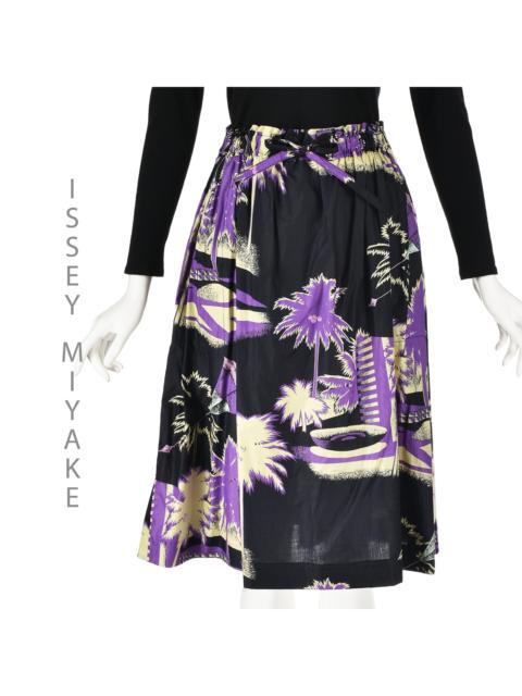 ISSEY MIYAKE Extremely Rare 1970s Black & Purple Cotton Skirt, SIZE M/L 8-12
