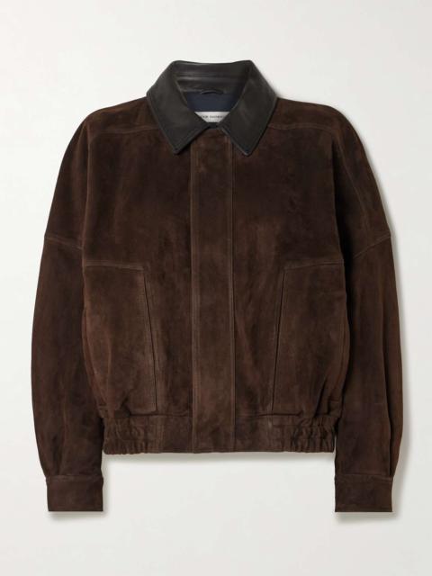 Dalma leather-trimmed suede bomber jacket Chocolate