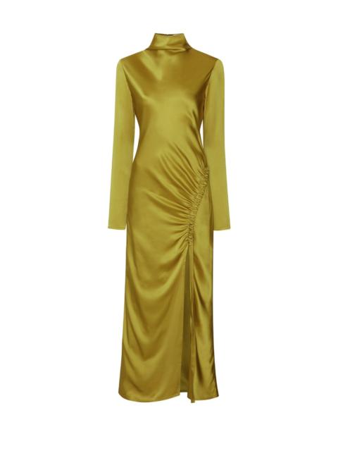 LAPOINTE Satin Bias Tab Dress With Slit