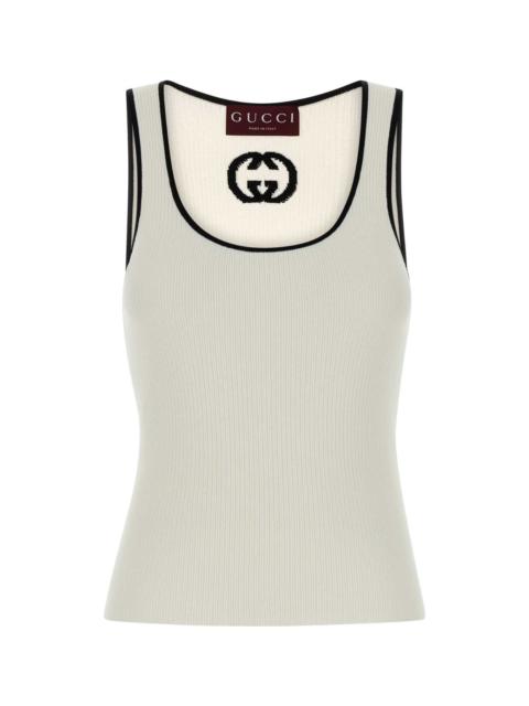 GUCCI White Viscose Blend Tank Top