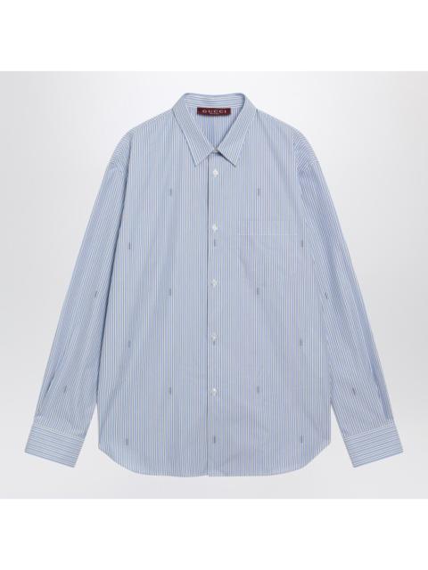 GUCCI Gucci Light Blue Striped Cotton Poplin Shirt Men