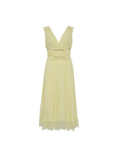 self-portrait Yellow Chiffon Midi Dress