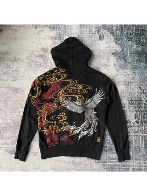 Other Designers Japanese Brand - Karakuri Tamashi Flaming Bird Embroidered Zip Up Hoodie