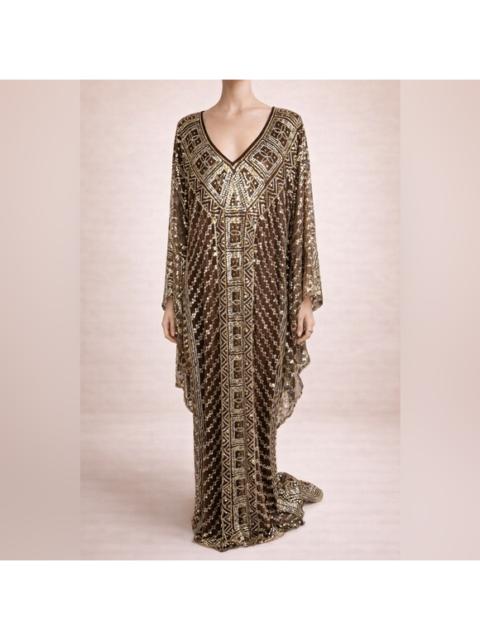 Other Designers Naeem Khan Brown and Gold Maxi Dress
