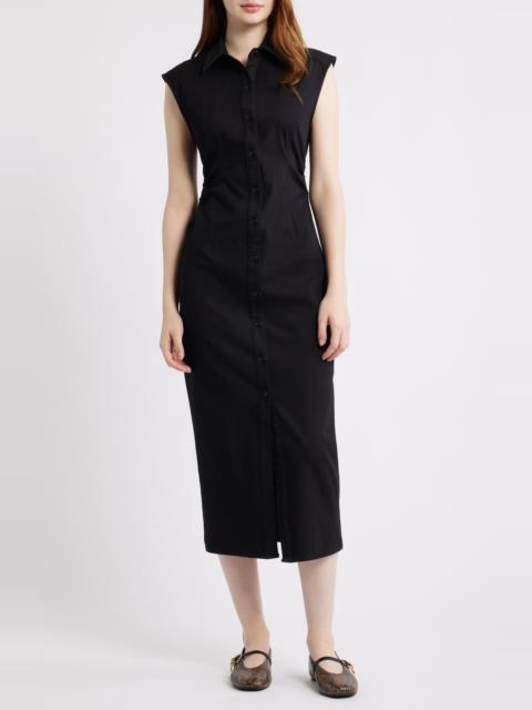 rag & bone rag & bone Leah Airflex Midi Shirtdress in Black at Nordstrom