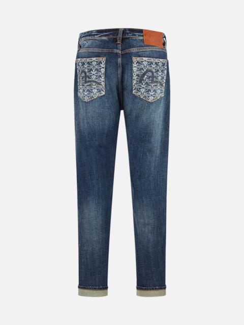 EVISU Allover Kamon Print and Seagull Embroidery pockets Fashion Fit Jeans