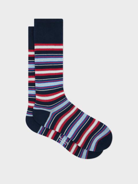 Paul Smith Navy Mixed Striped Socks