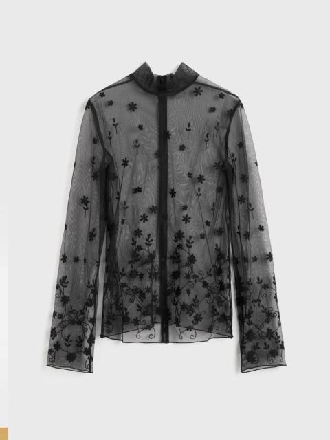 TOTEME Floral tulle blouse black/black