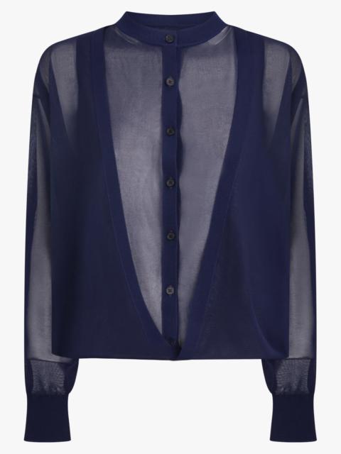 Alaïa FOLDED L/S SHEER CARDIGAN | MIDNIGHT BLUE