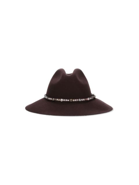 Golden Fedora Hat Felt With Studded Leather Belt