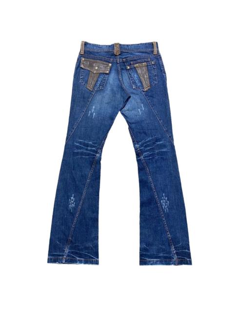 Other Designers Japanese Brand - Michel Klein Denim Flare Spiral Cut Leather Trimmed Jeans