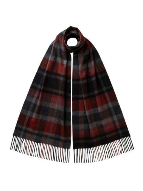 Johnstons of Elgin Deco Block Check Purple Cashmere Scarf