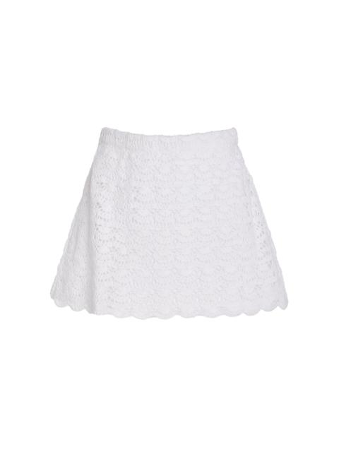 MARLIES GRACE Exclusive Rosamund Crocheted Cotton Mini Skirt white