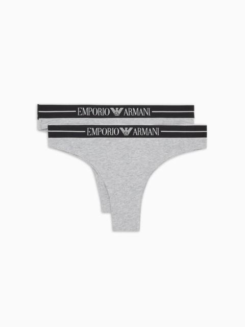 EMPORIO ARMANI TWO-PACK OF ASV ORGANIC-COTTON BRAZILIAN BRIEFS WITH LOGO WAISTBAND