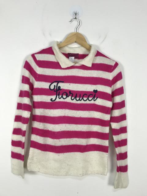 Other Designers Homespun Knitwear - Fiorucci Pink Freestyle Big Logo Striped Knitwear #2609