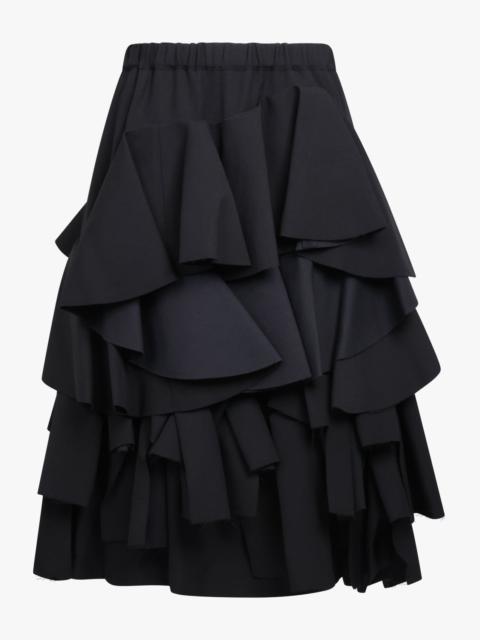 Comme Des Garçons ASYMMETRIC CONTRAST RUFFLE MIDI SKIRT | BLACK