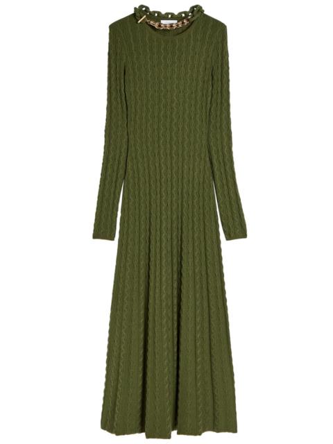 rabanne Rabanne Chain-embellished Cable-knit Midi Dress