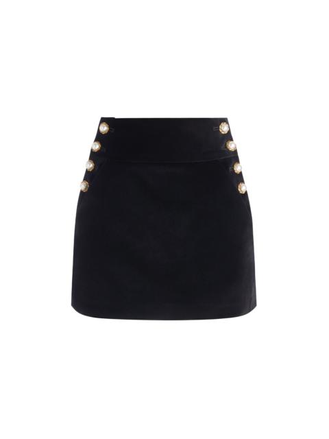 Alice + Olivia DONALD VELVET SIDE BUTTON SKIRT