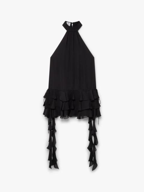 CASABLANCA Black Georgette Double Ruffle Mini Dress | Casablanca Paris