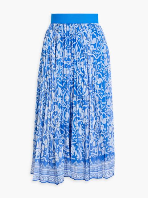 Alice + Olivia Pleated printed georgette midi skirt