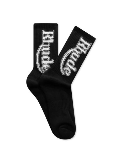 Rhude VERTICAL RACE TRACK SOCK - BLACK/WHITE