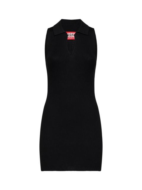 Diesel Diesel Women Black Ribbed Knit M-Lilma Mini Dress