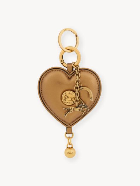 Chloé CHLOÉ SYMBOLS HEART KEY RING BAG CHARM IN METALLIZED LEATHER