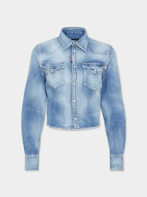 DSQUARED2 MEDIUM BABY BLUE WASH MINI WESTERN SHIRT