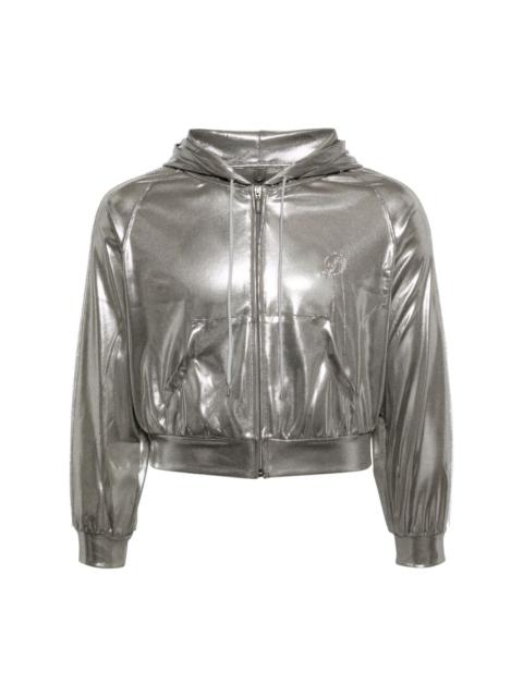 doublet hooded metallic jacket