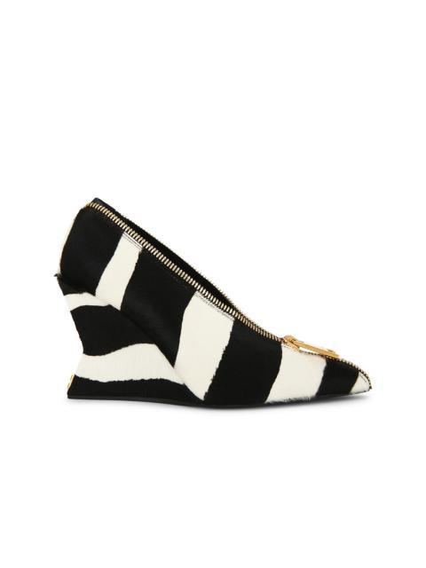 Balmain Zebra Pump Zip Wedge