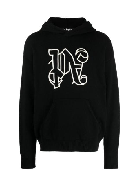 Palm Angels MONOGRAM-EMBROIDERED KNITTED HOODIE