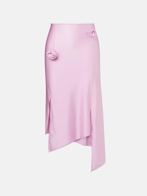 COPERNI Floral-appliqué satin midi skirt