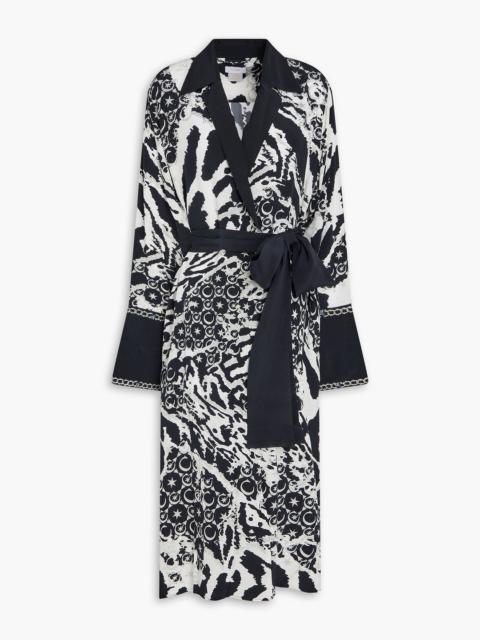 CAMILLA Embellished printed silk crepe de chine coat