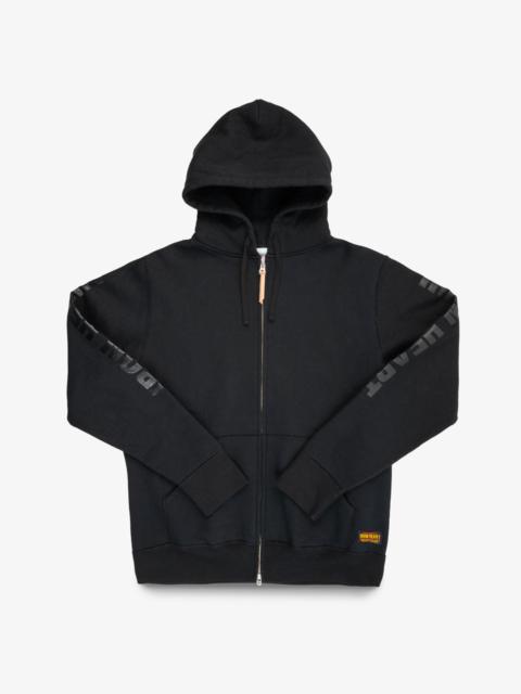 Iron Heart PRINTED 14OZ ULTRA HEAVYWEIGHT LOOPWHEEL COTTON ZIPPERED HOODIE - BLACK