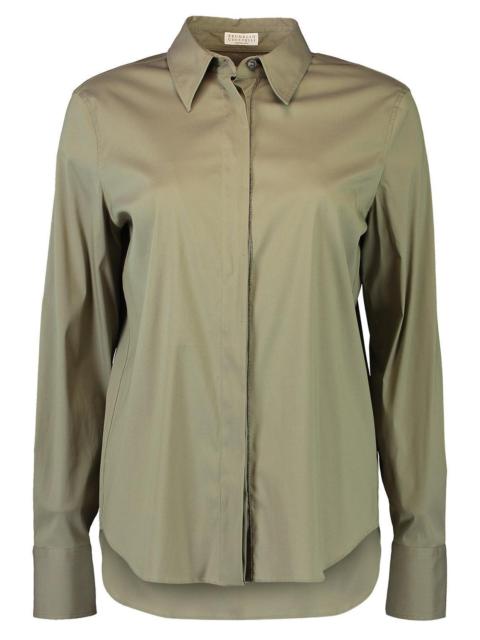 Brunello Cucinelli Shiny Trim Stretch Shirt - Eucalyptus