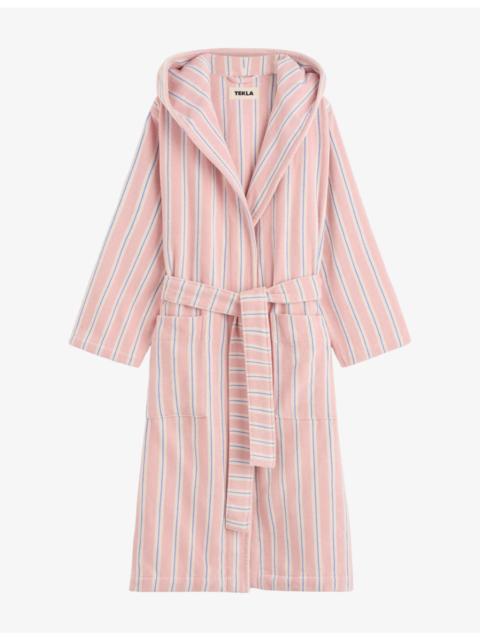 TEKLA Striped Hooded Cotton Robe
