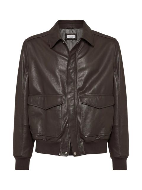 Brunello Cucinelli AVIATOR LEATHER JACKET