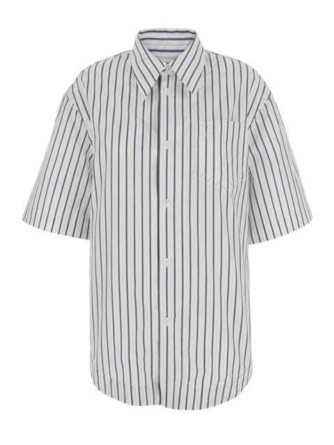 AMI Paris Ami Paris Women White Shirt With Classic Collar And All-Over Striped Pattern In Cotton For Women