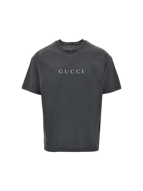 GUCCI Gucci Glittered Logo T-shirt Grey Men